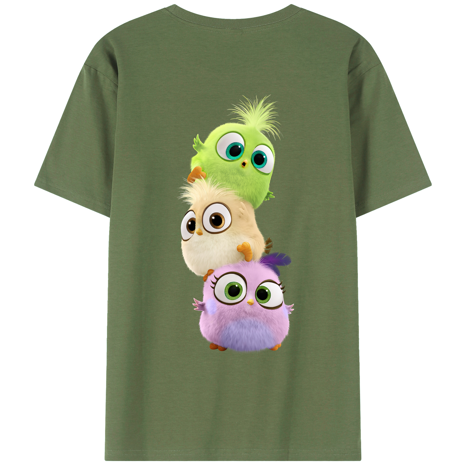 （画像用） Angry Birds アングリーバード 綿100％ メンズ半袖Tシャツ（バックプリント） 通気性